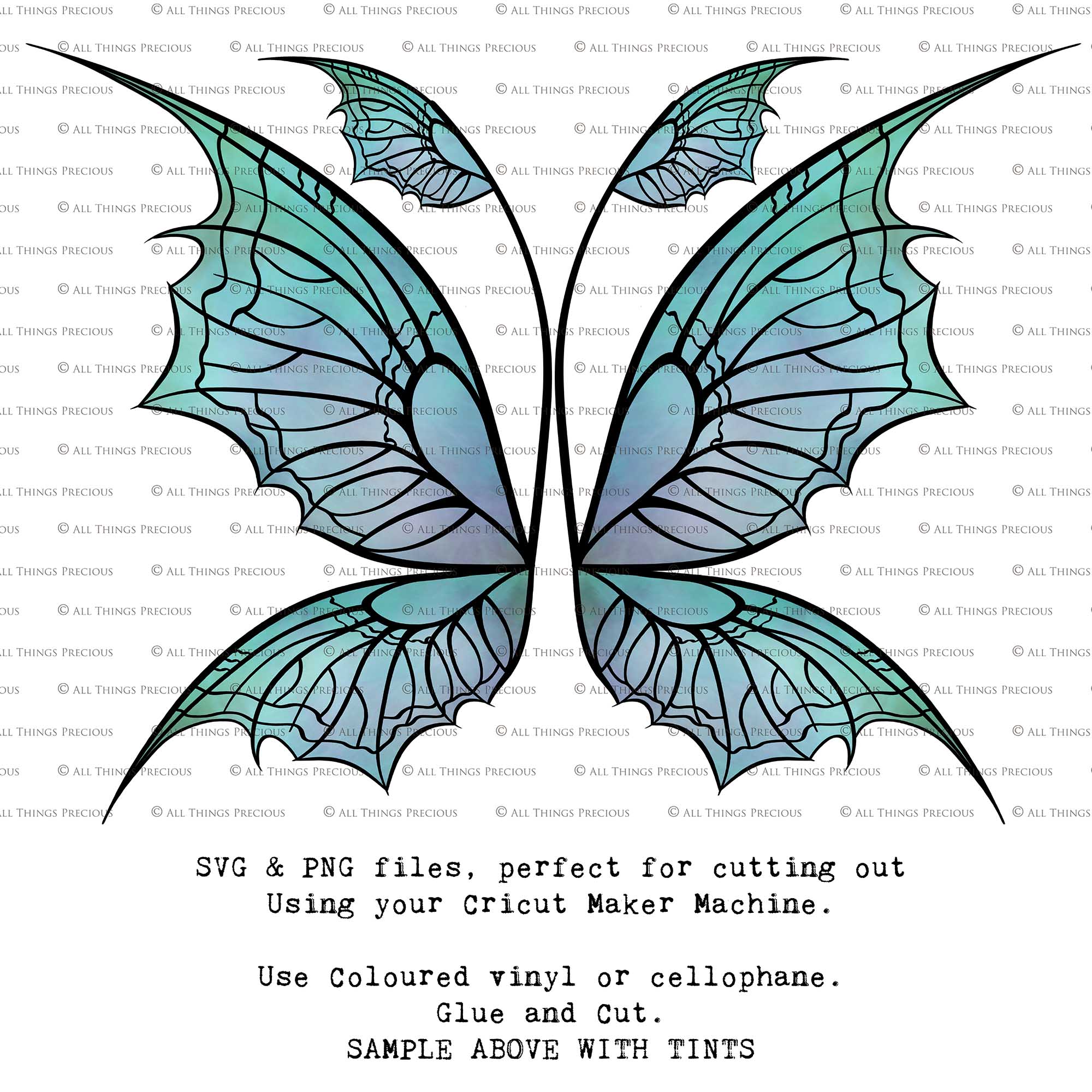 SVG & PNG Fairy Wing files for Cricut or Silhouette Cameo Cutting Machine. To create wearable fairy wings, in adult or children sizes.  Use this clipart design for Halloween Costumes, Fantasy or Cosplay or photography. These are Individual Wing Pieces, for you to cut and assemble. This is a digital product.